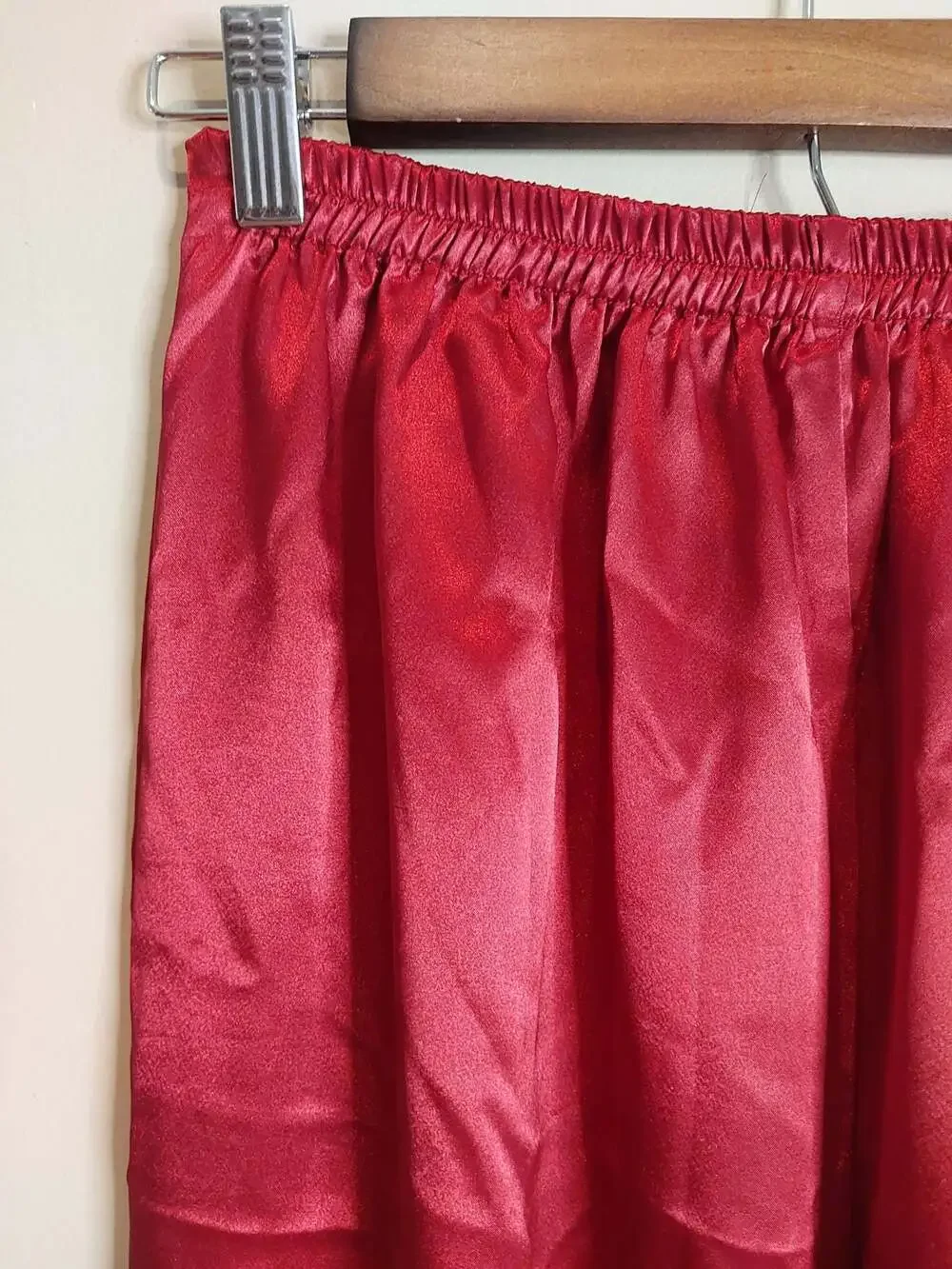 Vintage Victoria's Secret Gold Label Button Front Satin Red Brocade Sleep Shirt